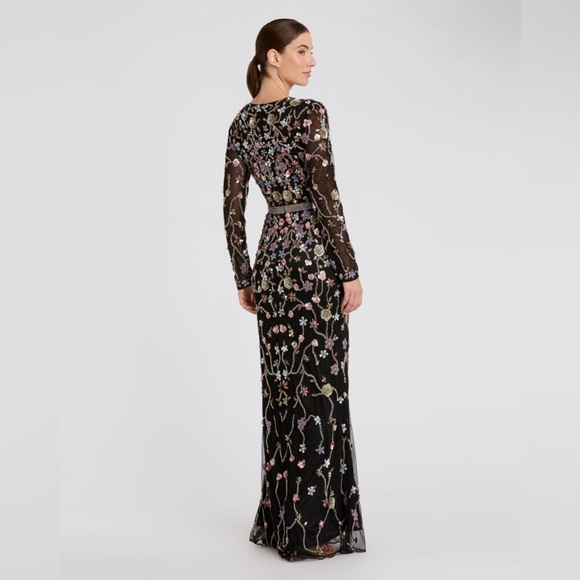 Mac Duggal Long Sleeve Beaded Formal Dress. Style 6135 NWT. Size 16. - Picture 3 of 10